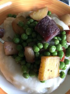 sauteed peas and colorfulcarrots